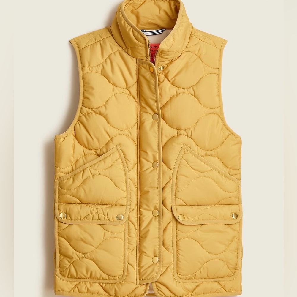 NWT J. Crew Quilted vest signature puffer with PrimaLoft in Yellow